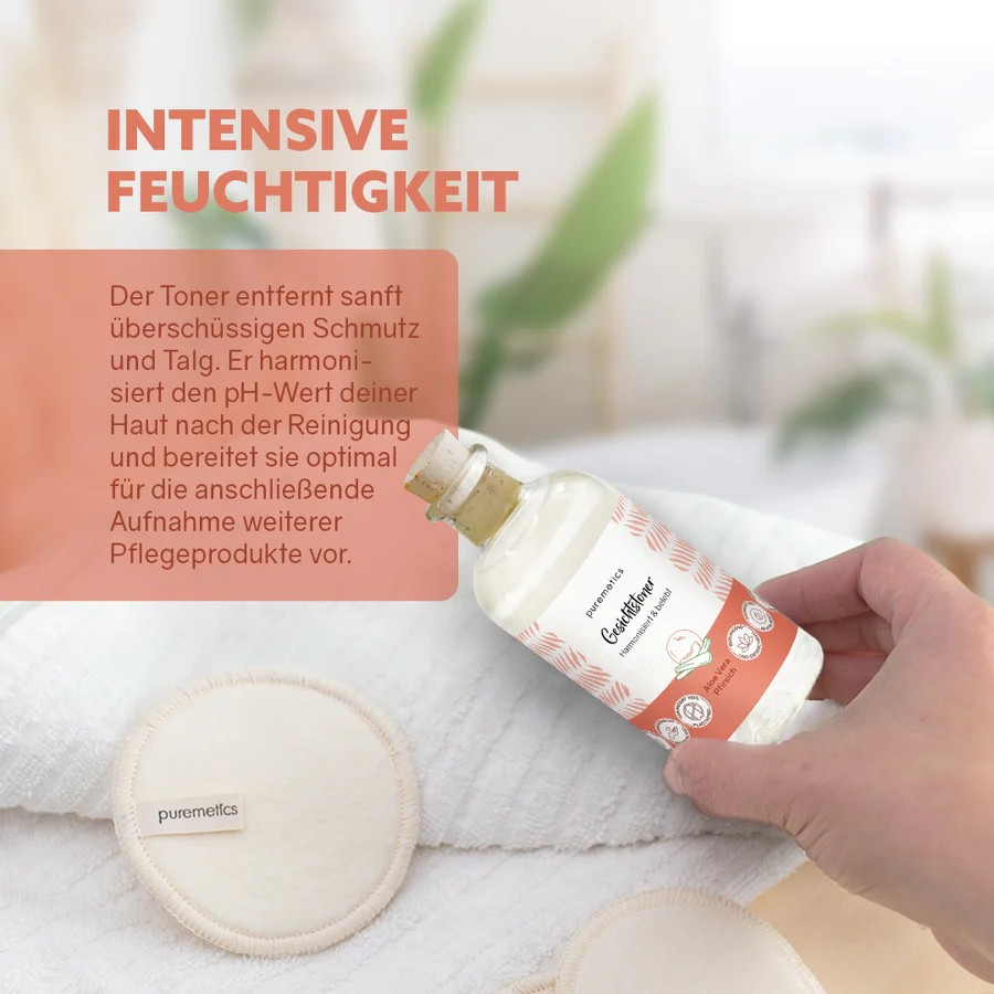 Gesichtstoner Aloe Vera Pfirsich – feuchtigkeitsspendende Pflege, 90 ml