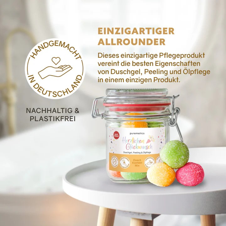 3in1 Dusch-Konfekt Herzlichen Glückwunsch – Geschenkidee, 200 g