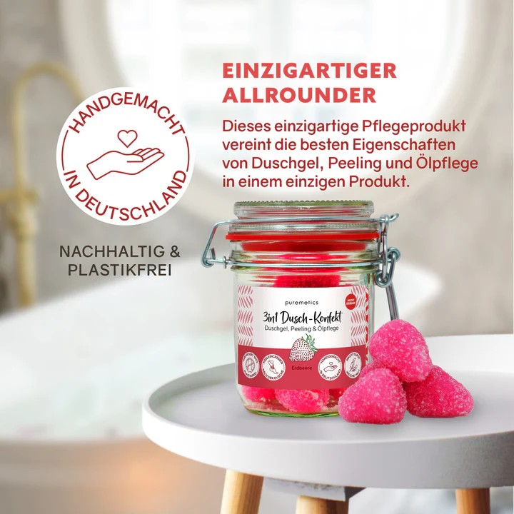 3in1 Dusch-Konfekt Erdbeere – fruchtige Pflege, 200 g