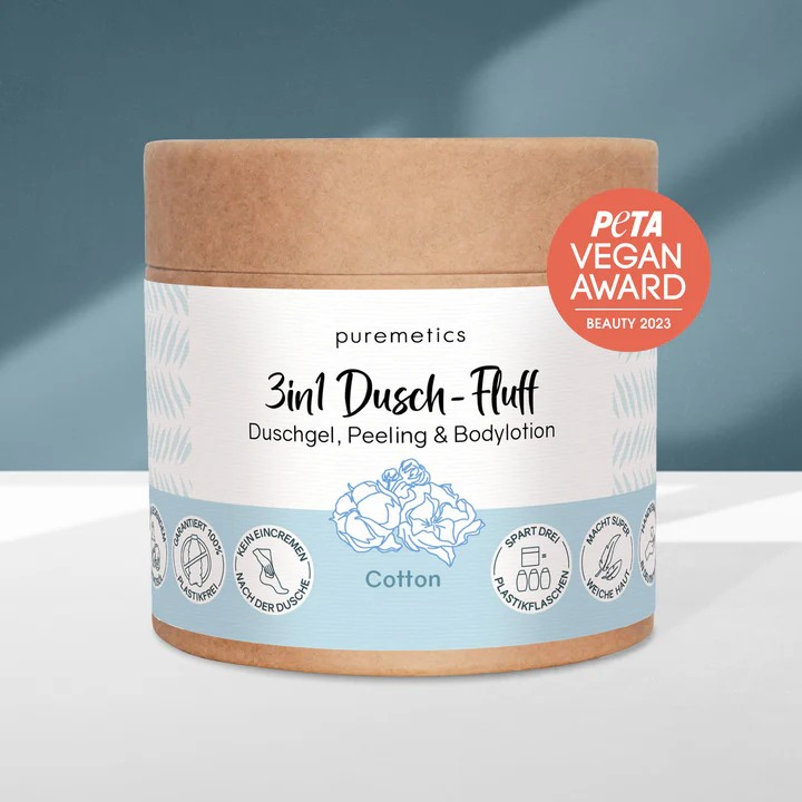 3-in-1 Shower Fluff Cotton – Gentle Care, 250g