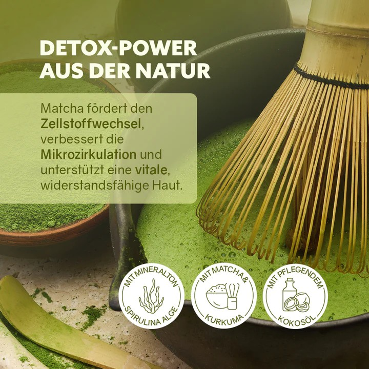 3in1 Dusch-Fluff Detox Matcha – klärende Pflege, 250 g