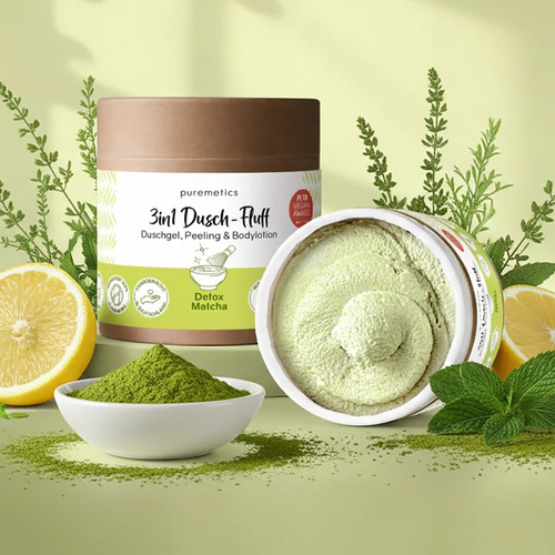 3in1 Dusch-Fluff Detox Matcha – klärende Pflege, 250 g
