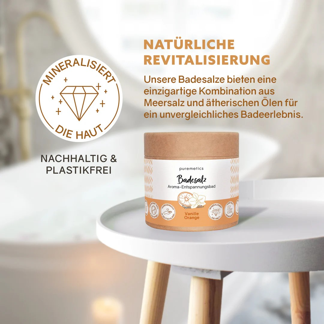 Badesalz Vanille Orange – entspannendes Badeerlebnis, 400 g