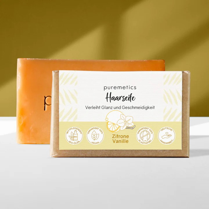 Lemon Vanilla Hair Soap – solid shampoo for shiny hair. 75.00 g