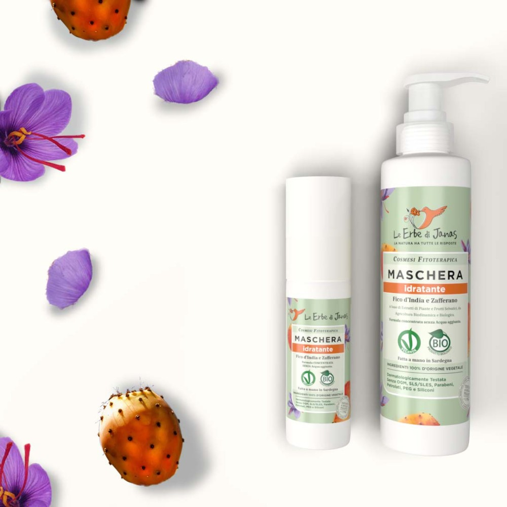 Bio Feuchtigkeits-Haarmaske mit Kaktusfeige & Safran – Mini, 50 ml