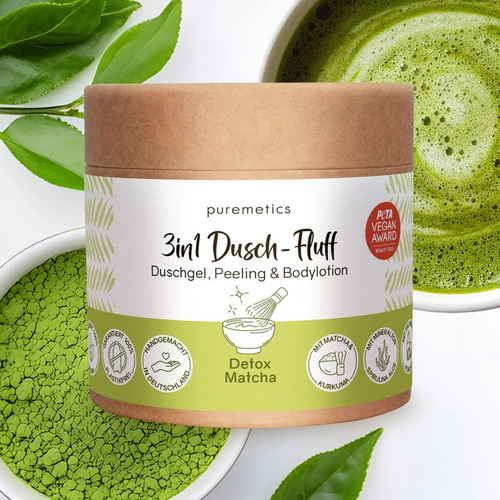 3in1 Dusch-Fluff Detox Matcha – klärende Pflege, 250 g