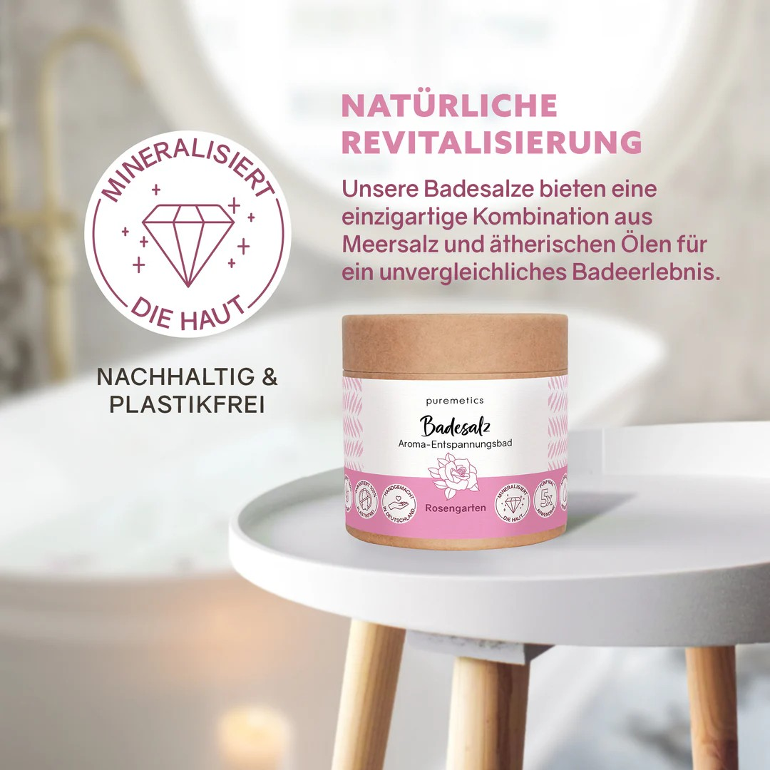 Badesalz Rosengarten – blumiges Badeerlebnis, 400 g