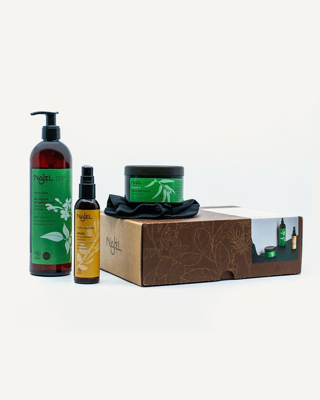 Geschenkset Hammam Ritual – Duschgel, Schwarze Seife, Öl-Elixier & Kessa