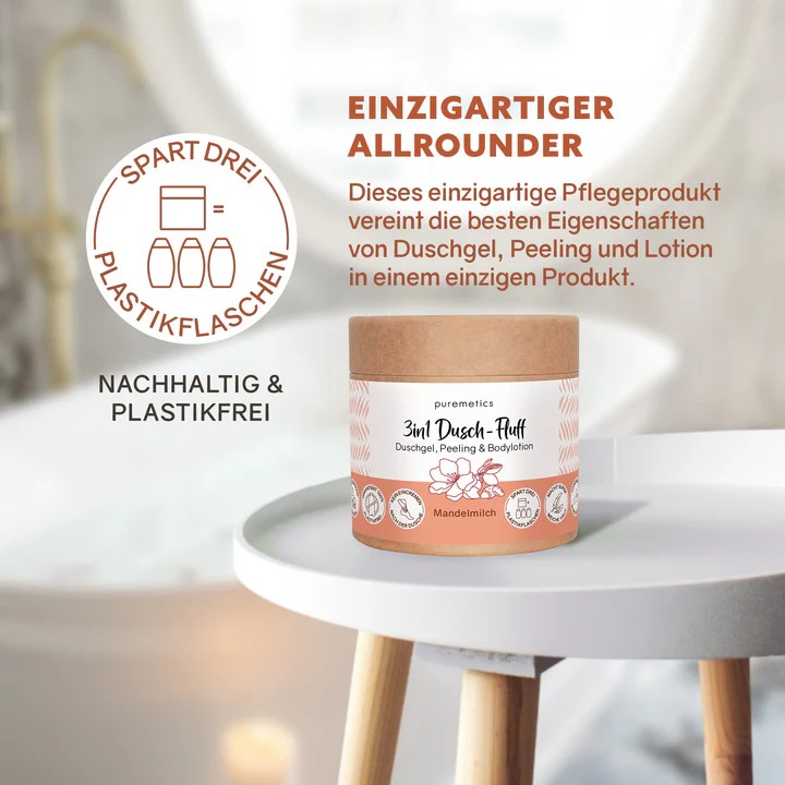 3in1 Dusch-Fluff Mandelmilch – cremige Pflege, 250 g