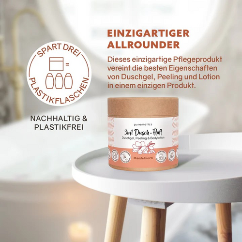 3in1 Dusch-Fluff Mandelmilch – cremige Pflege, 250 g