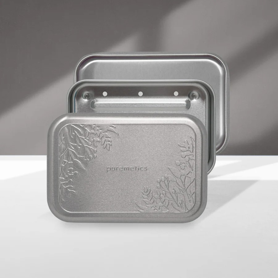 Seifenbox Matt Silber Floral, 32 g