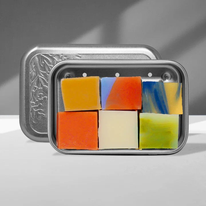 Testbox Seifenminis mit Seifenbox Silber – praktisches Kennenlernset. 60,00 g
